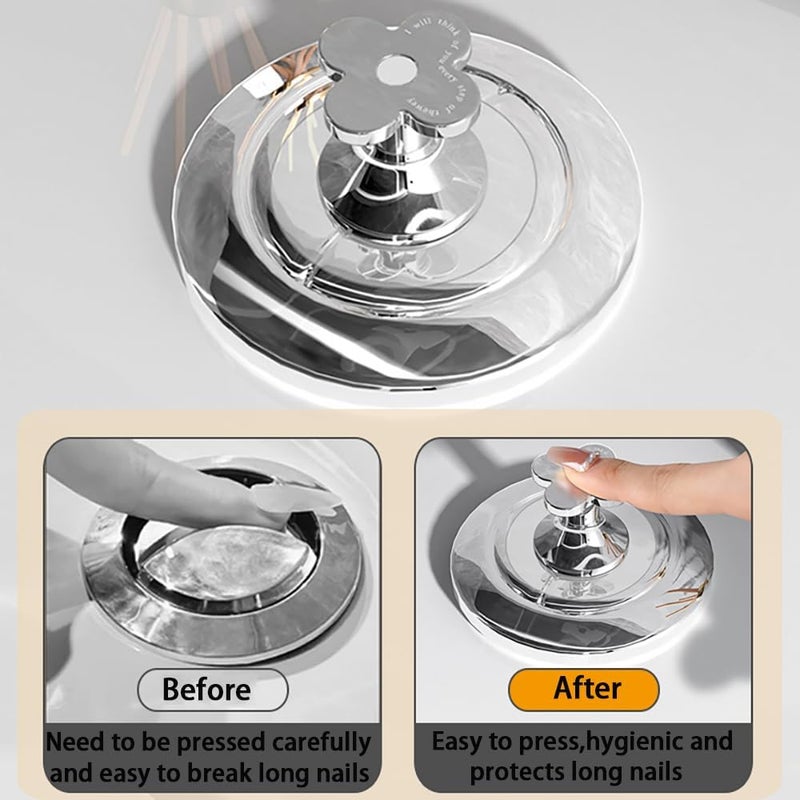 CIXVOEMK Toilet Flush Button for Women with Long Nails,Lid Lifter,Home Push Button Helper,Toilet Seat Lifter (3PCS-Small Flower Set) - Image 2